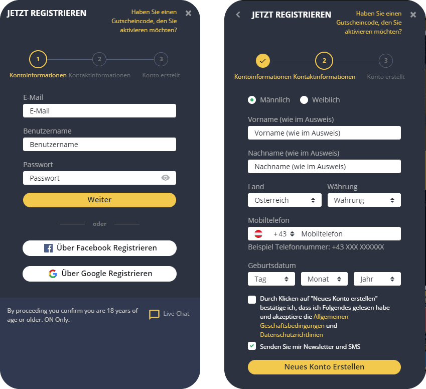Registrierungsprozess Registrierung bei 24Slots für Spieler aus Österreich 2025