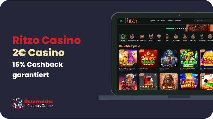 Es ist möglich, mit 2 Euro im Ritzo Casino zu spielen, das bereits in Österreich verfügbar ist