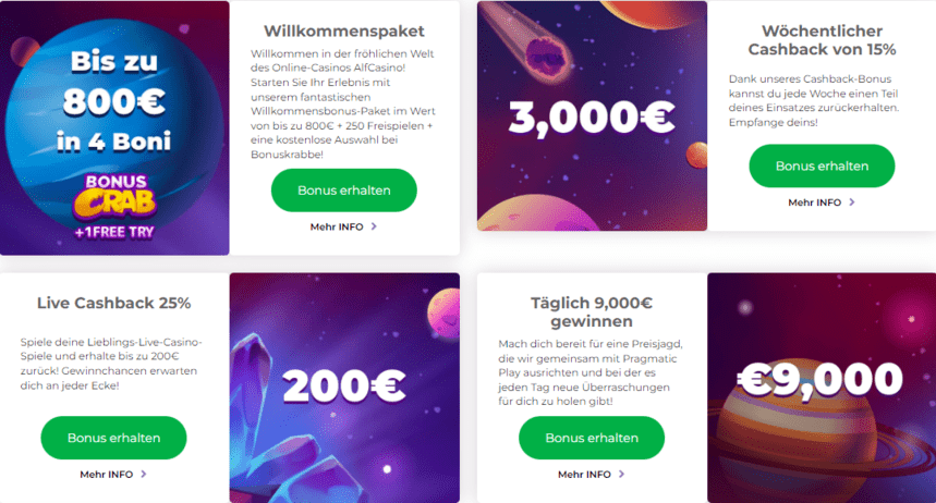 Promotionsgebote in Alf Casino Online 2026