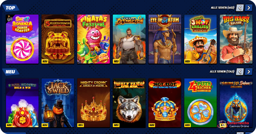 Spielbibliothek für Spieler aus Österreich im Big Clash