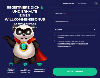 Registrierungsprozess Registrierungsprozess bei Bruno Casino für Spieler aus Österreich 2025