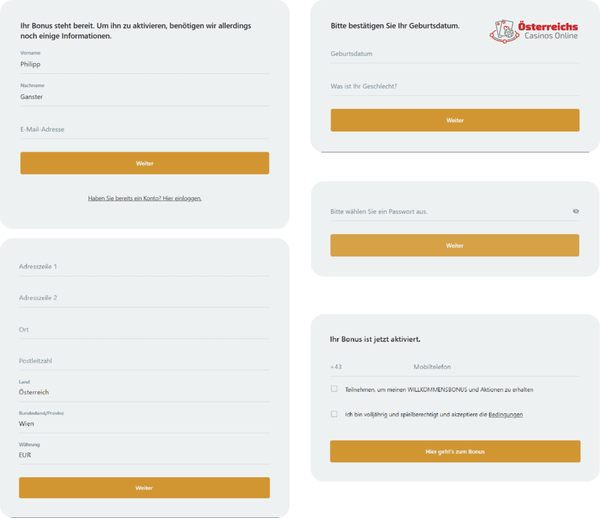 Registrierung bei Action Casino für Spieler aus Österreich 2026