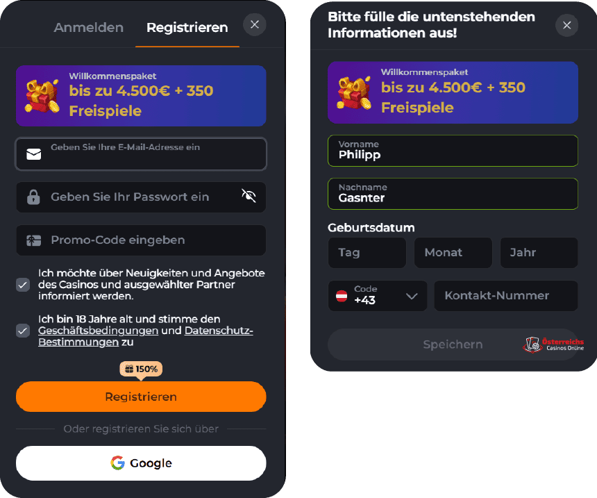 Anmeldeformular für das neueste Casino Corgibet