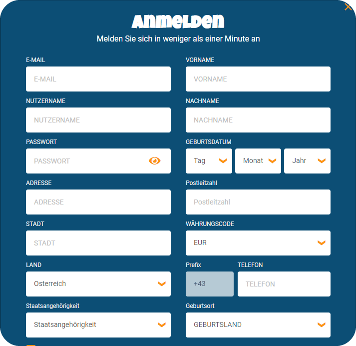 Registrierung bei Craze Play für Spieler aus Österreich 2026