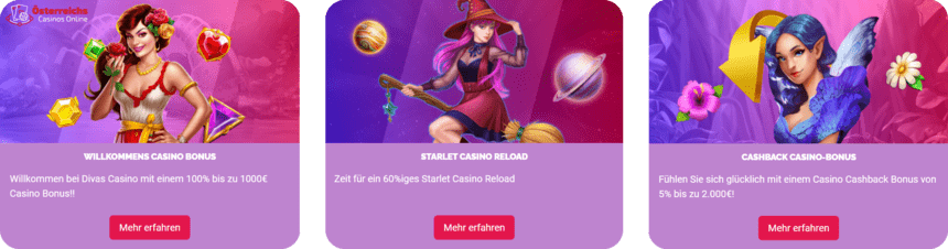 Promotionsgebote Promotionsgebote in Divas Luck Casino Online