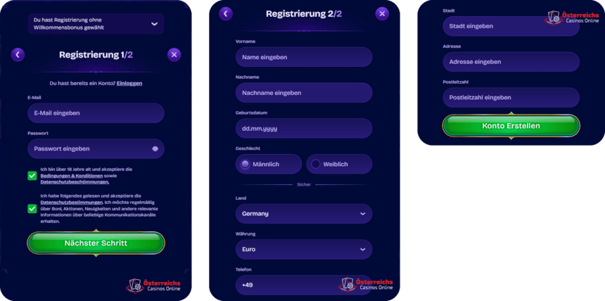 Anmeldeformular Anmeldeformular für das Casino Genieplay Bet mit Eingabefeldern für persönliche Informationen.