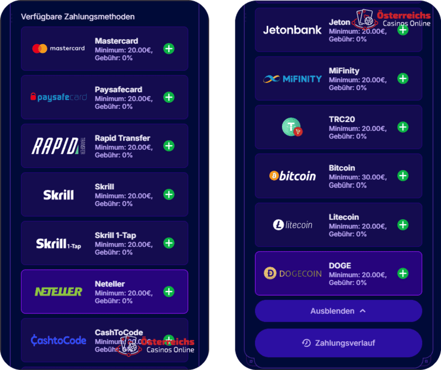 Einzahlungsmethoden Zu den verfügbaren Einzahlungsmethoden im Casino Genieplay gehören Kreditkarten, E-Wallets, Banküberweisungen und Kryptowährungen.