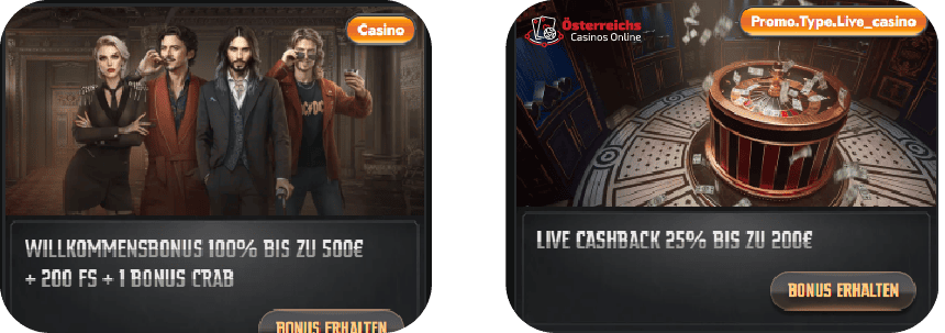 Boni, Cashback und aktuelle Promo-Codes sind in Österreich im Gransino Casino verfügbar