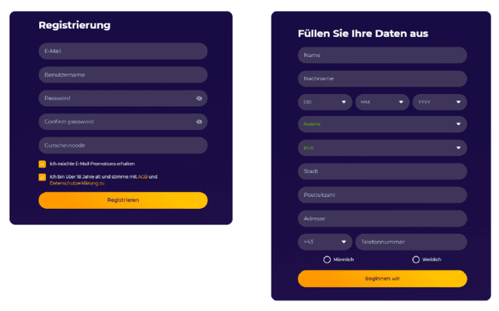 Registrierungsprozess Registrierung bei iWild Casino für Spieler aus Österreich 2025