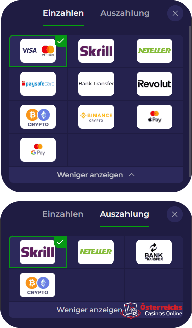 Im Lazy Bar Casino stehen dir verschiedene Einzahlungsmöglichkeiten zur Verfügung, darunter Kreditkarten, E-Wallets, Banküberweisungen und Kryptowährungen. Im Lazy Bar Casino stehen dir verschiedene Einzahlungsmöglichkeiten zur Verfügung, darunter Kreditkarten, E-Wallets, Banküberweisungen und Kryptowährungen.