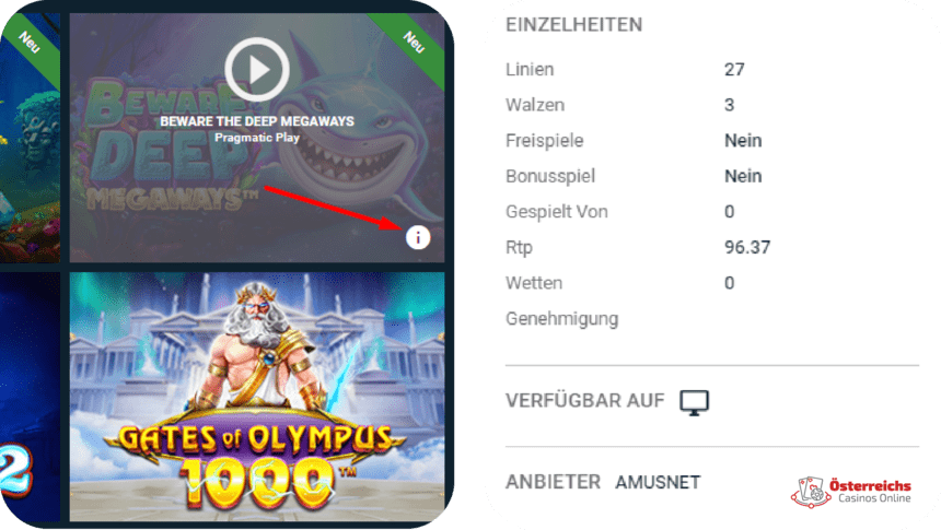 Zusätzliche Funktion zur Anzeige von Slot-Informationen Wenn Sie auf die Schaltfläche