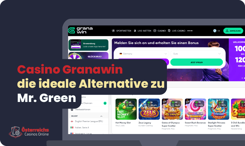 Screenshot von GranaWin Online Casino als möglicher Alternative zu Mr Green in Österreich