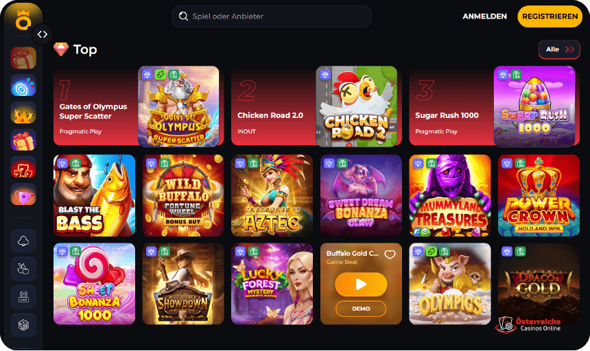 Spielautomaten, Tischspiele – mehr als 11.000 Titel für Echtgeldspiele im Casino Oro GG Austria