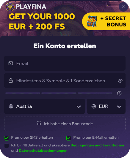 Registrierungsprozess Registrierung bei Boho Casino für Spieler aus Österreich 2025