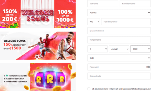 Registrierungsprozess bei Roletto Casino für Spieler aus Österreich 2026