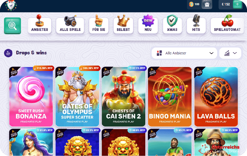 Drop&Wins – eine Auswahl an Spielen für Österreicher im Casino Safe