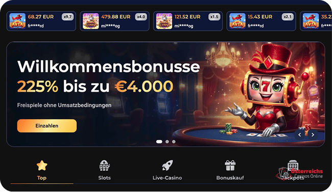 Bonus auf die erste Einzahlung auf der Website von SpinotaCasino