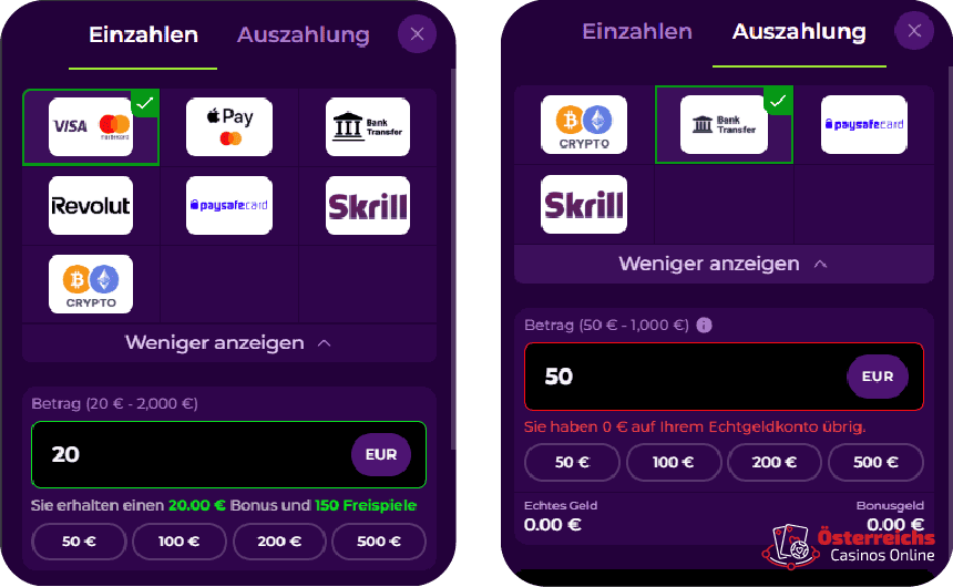 Mit welcher Zahlungsmethode kann ich eine Einzahlung bei SpimamaCasino vornehmen?