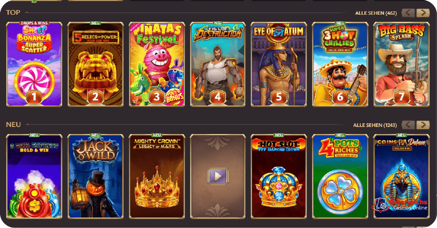 Mehr als 10.000 Spiele im Vici Bet Casino um echtes Geld