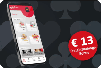 Casino Win2day Poker Bonus: 13 Euro Startkapital für nur 1 Euro Einzahlung - Poker-Karten und Chips auf grünem Filz