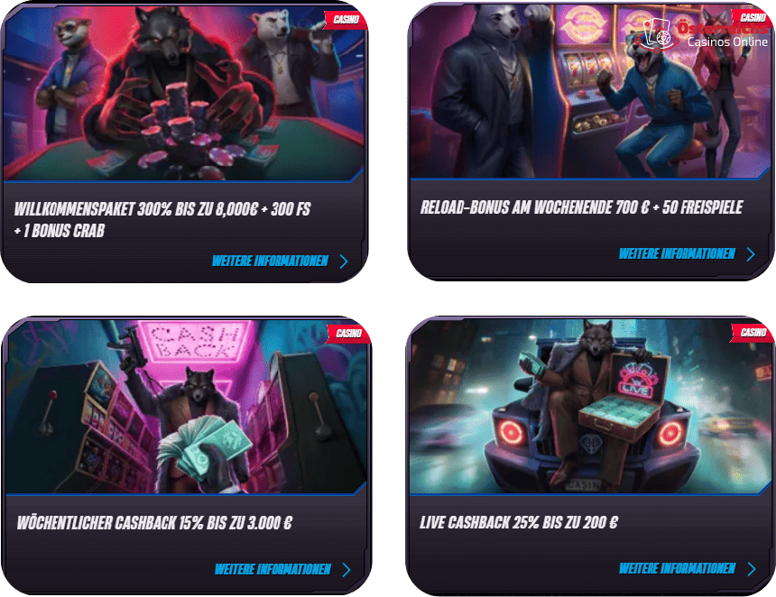 Cashback, Startguthaben und weitere Boni für Österreicher im Winrolla Internet Casino