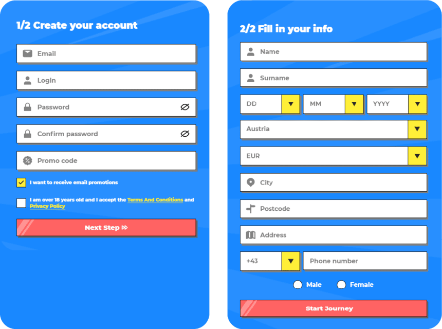 Registrierung bei Winstoria Casino für Spieler aus Österreich 2026